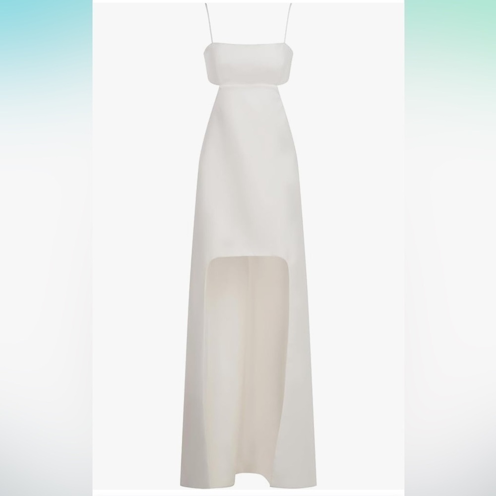 Halston Heritage White Cutout High-Low Gown - Picture 5 of 8